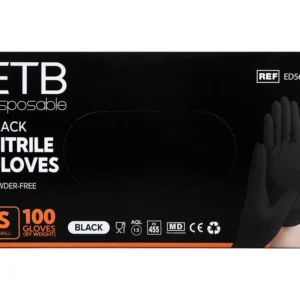 ETB Disposable Mănuși Nitril Negru S 100 buc